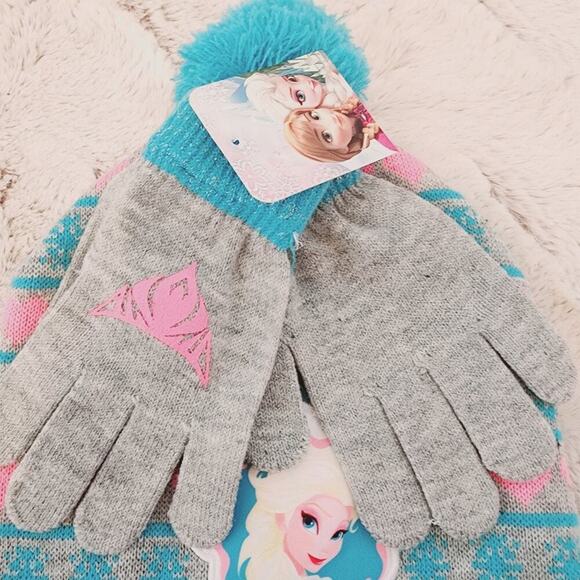 DISNEY FROZEN LITTLE GIRL HAT AND GLOVE SET ONE SIZE - Picture 5 of 6